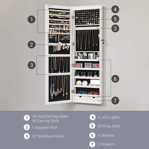 Latitude Run® Askins 14.1'' Wide OverTheDoor Jewelry Armoire with